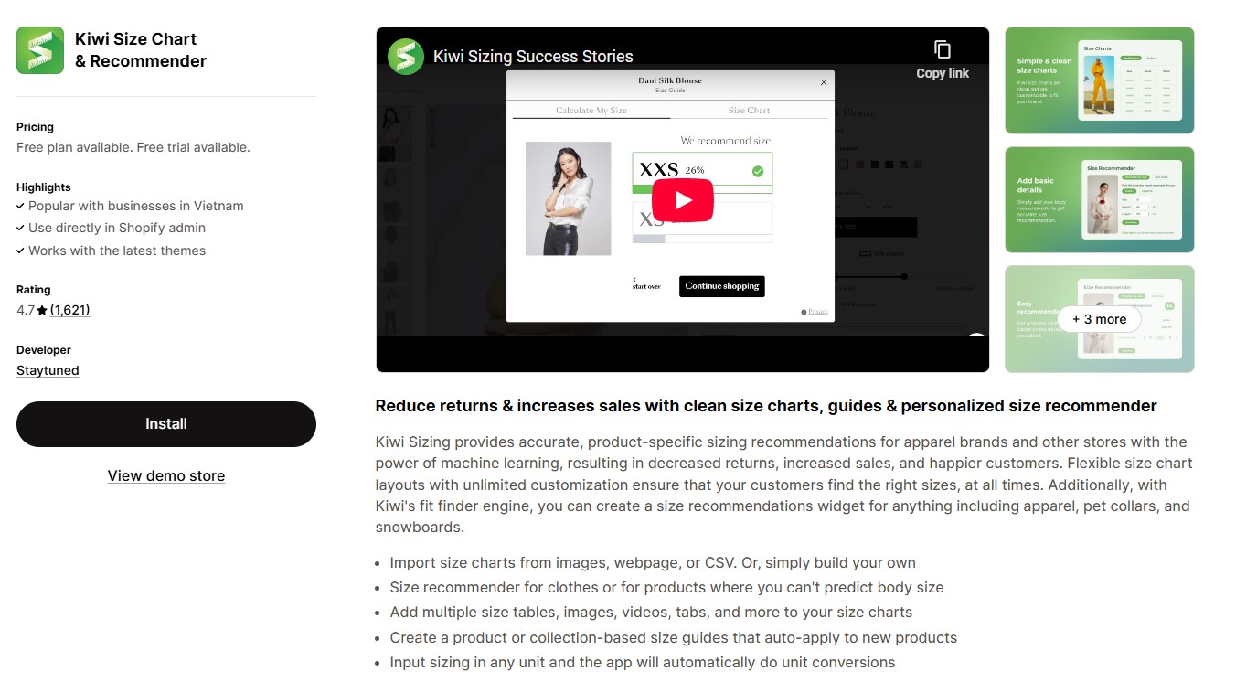 Kiwi Size Chart & Recommender - Reduce Returns with Smart Size Charts